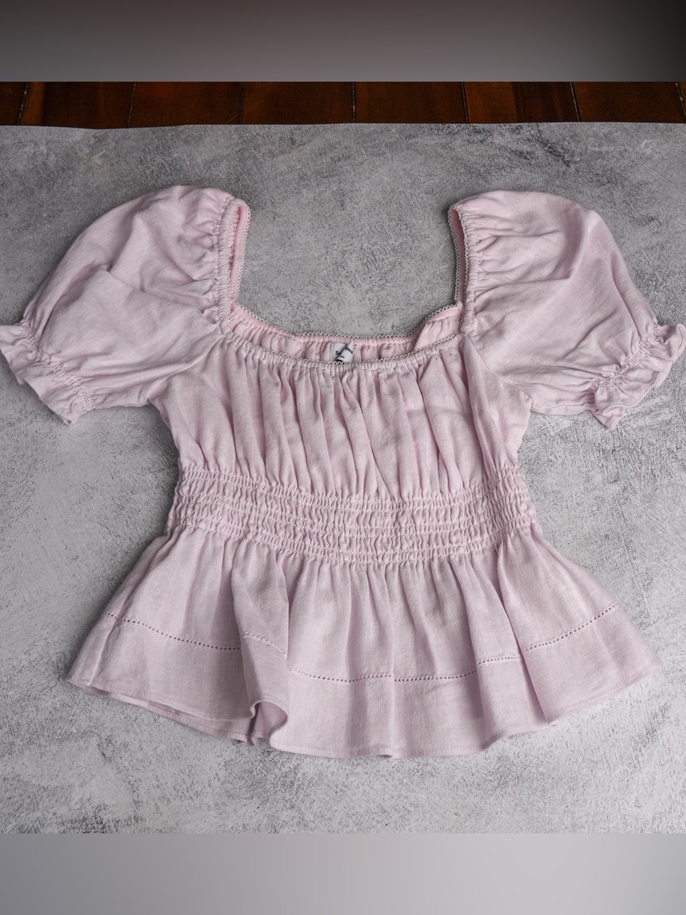 Aritzia Sunday Best Smocked Peplum Top Size XS